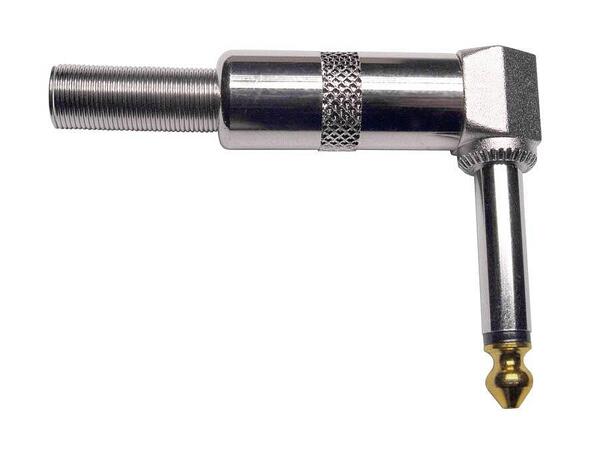 Boston 1/4" TS Plug Mono, Right Angled, Nickel, Spring