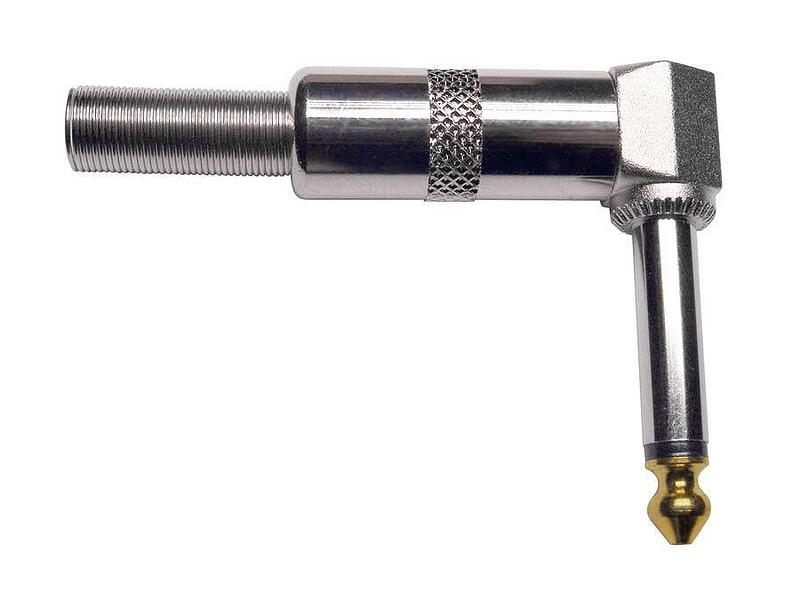 Boston 1/4" TS Plug Mono, Right Angled, Nickel, Spring