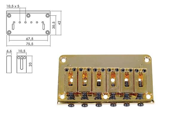 Boston Bridge-Tailpiece, Stallion, Pitch 10.5mm, Strings Through Body, Gold