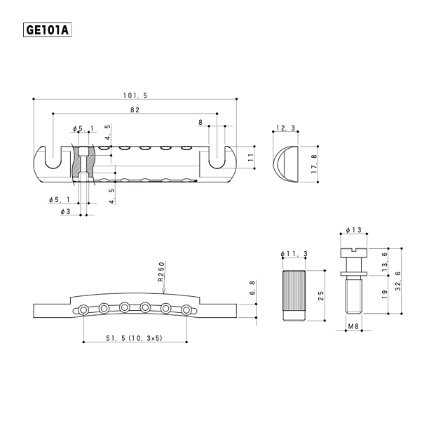 Gotoh Tailpiece, LP-Model, 82mm, Aluminium, Nickel