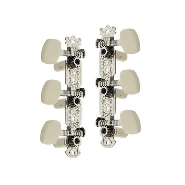 Alice Classic Guitar Machine Heads, Chrome With Ivory Buttons