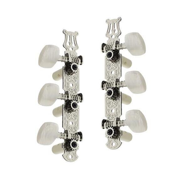 Alice Classic Guitar Machine Heads, Chrome With Pearl Buttons