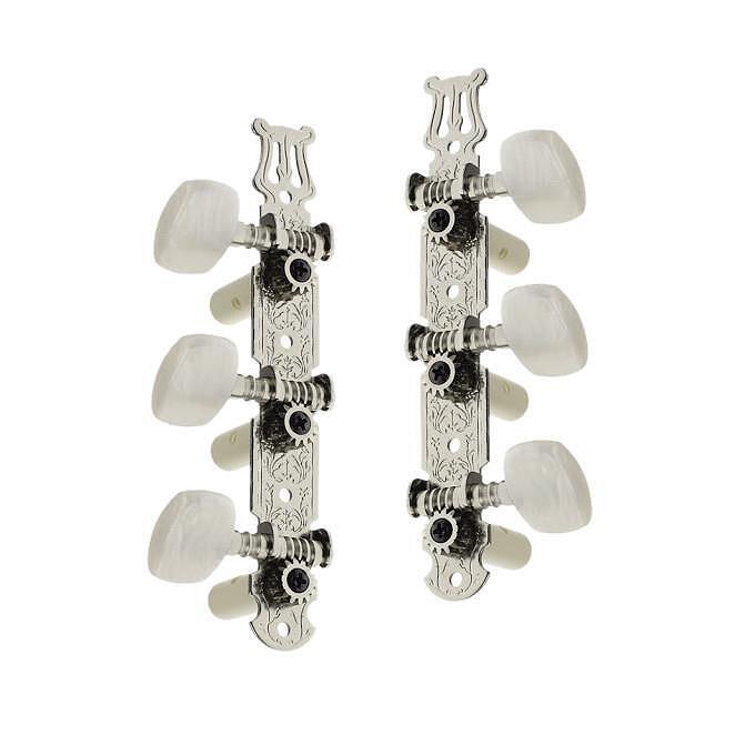 Alice Classic Guitar Machine Heads, Chrome With Pearl Buttons