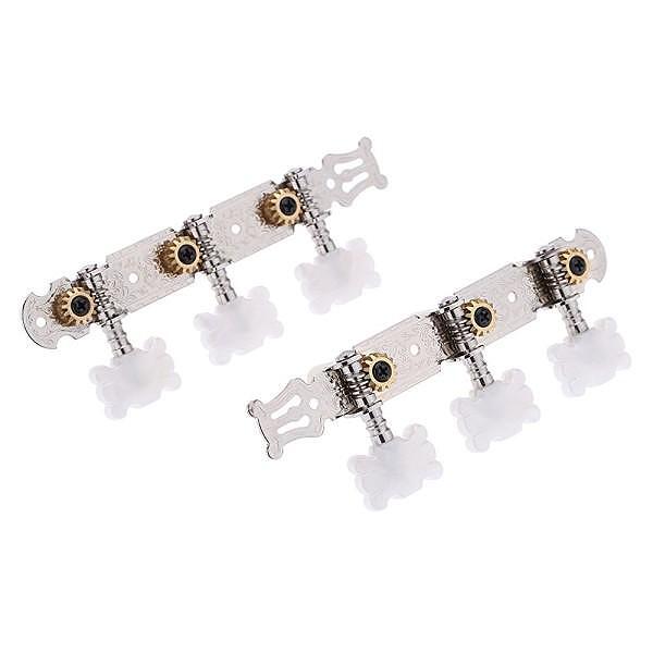 Alice Classic Guitar Machine Heads, Chrome With Pearl Buttons, Flower
