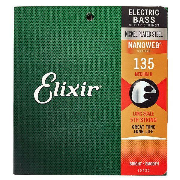 Elixir Bass Nanoweb Coating, Nickel Plated, Single String 135"