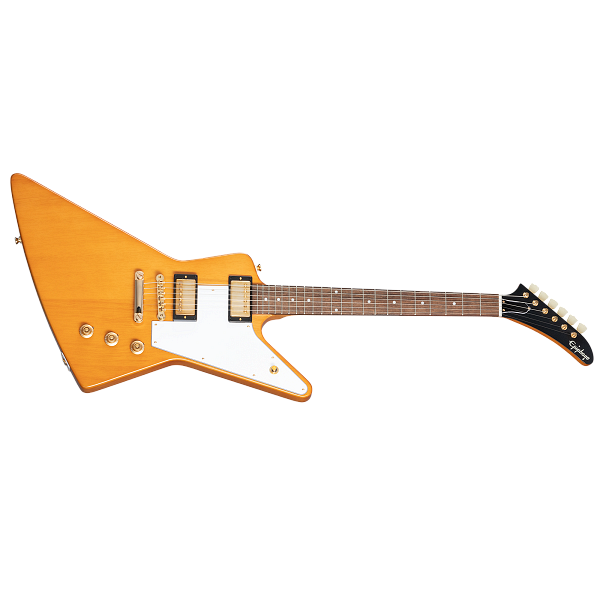 Epiphone Korina Explorer, White Pickguard, Aged Natural