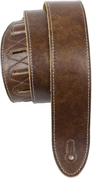 Perri's 2″ Deluxe Soft Italian Leather Guitar Strap, Chestnut