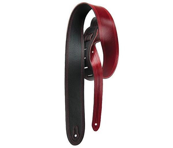 Perri's 2″ Deluxe Soft Italian Leather Reversible Guitar Strap, Black Top Cherry Red Bottom