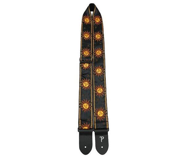 Perri's 2” High Quality Jacquard Guitar Strap, Yellow Suns On Black