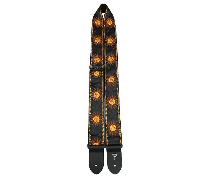 Perri's 2” High Quality Jacquard Guitar Strap, Yellow Suns On Black