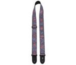 Perri's 2” High Quality Jacquard Guitar Strap, Blue and Red Flower Pattern