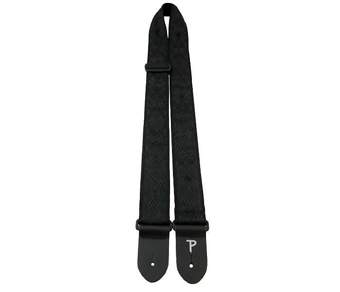 Perri's 2” High Quality Jacquard Guitar Strap, Black Satin Diamond Design