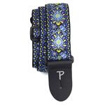 Perri's 2” High Quality Jacquard Guitar Strap, Blue Yellow Geo Floral