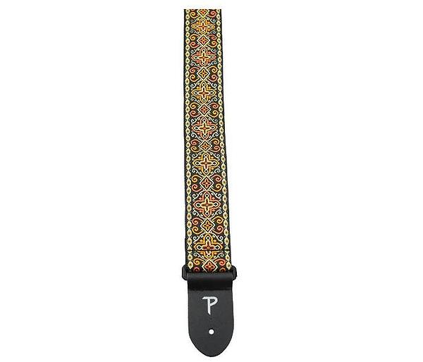 Perri's 2” High Quality Jacquard Guitar Strap, Orange / Black Cross Design
