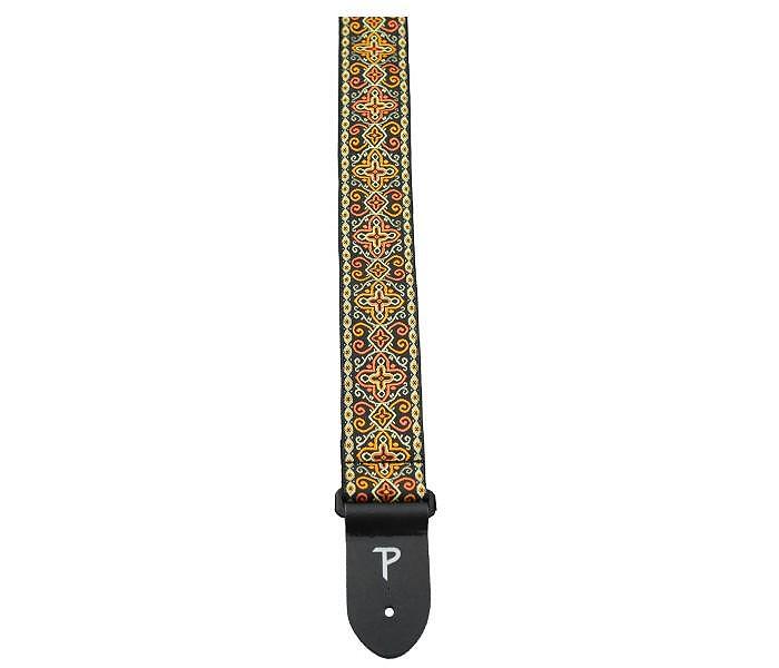 Perri's 2” High Quality Jacquard Guitar Strap, Orange / Black Cross Design