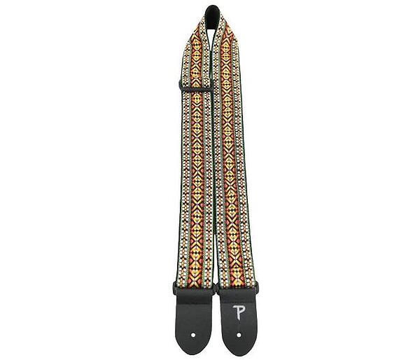 Perri's 2” High Quality Jacquard Guitar Strap, Red / White / Yellow Hootenanny