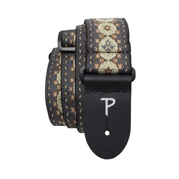 Perri's 2” High Quality Jacquard Guitar Strap, Chocolate Brown Ornate