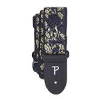 Perri's 2” High Quality Jacquard Guitar Strap, Black/Gold Roses On Black