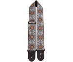 Perri's 2.5” Jacquard Guitar Strap, Light Blue and Orange Medallion Design