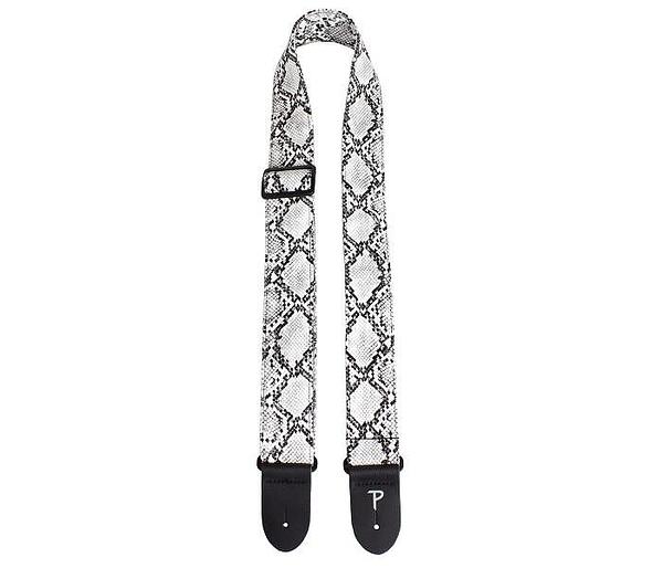 Perri's 2” Faux Snake Skin Guitar Strap, Black and White With Triglide