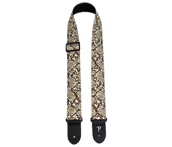 Perri's 2” Faux Snake Skin Guitar Strap, Brown With Triglide