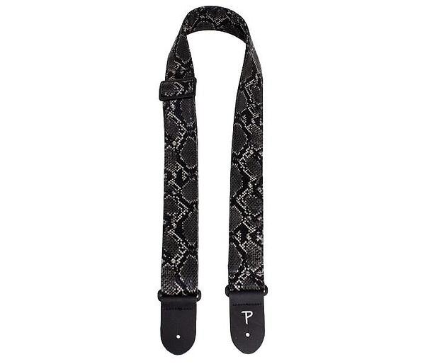 Perri's 2” Faux Snake Skin Guitar Strap, Black With Triglide
