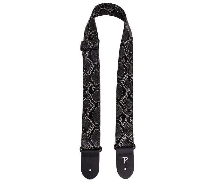 Perri's 2” Faux Snake Skin Guitar Strap, Black With Triglide
