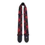 Perri's 2” Printed Fabric Guitar Strap, Red/Black Plaid