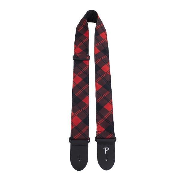 Perri's 2” Printed Fabric Guitar Strap, Red/Black Plaid