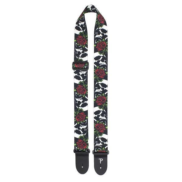 Perri's 2” Polyester Guitar Strap, Skulls & Roses