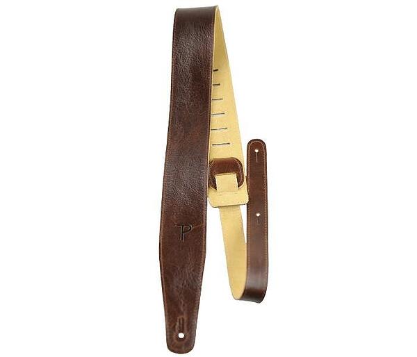 Perri's 2.5” The Africa Collection Guitar Strap, Top Grain Italian Leather & Soft Suede, Brown
