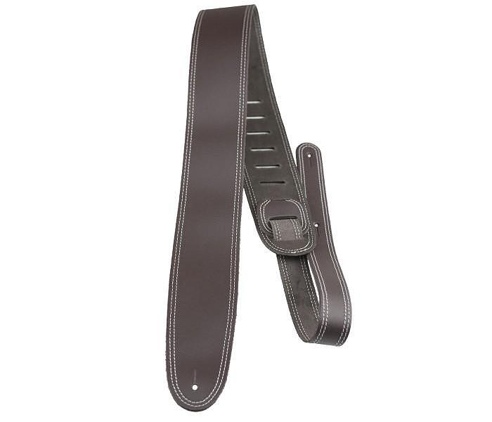 Perri's 2.5" Double Stitched Leather Guitar Strap, Brown