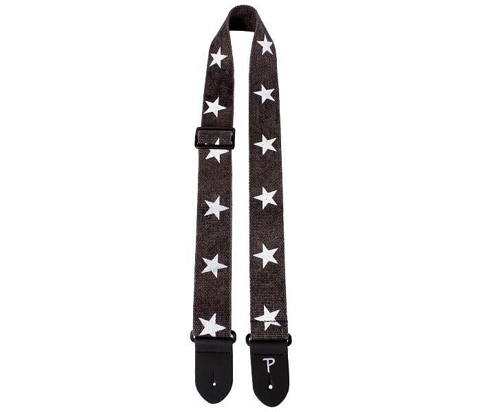 Perri's 2” Deluxe Cotton Guitar Strap, White Stars On Distressed Grey