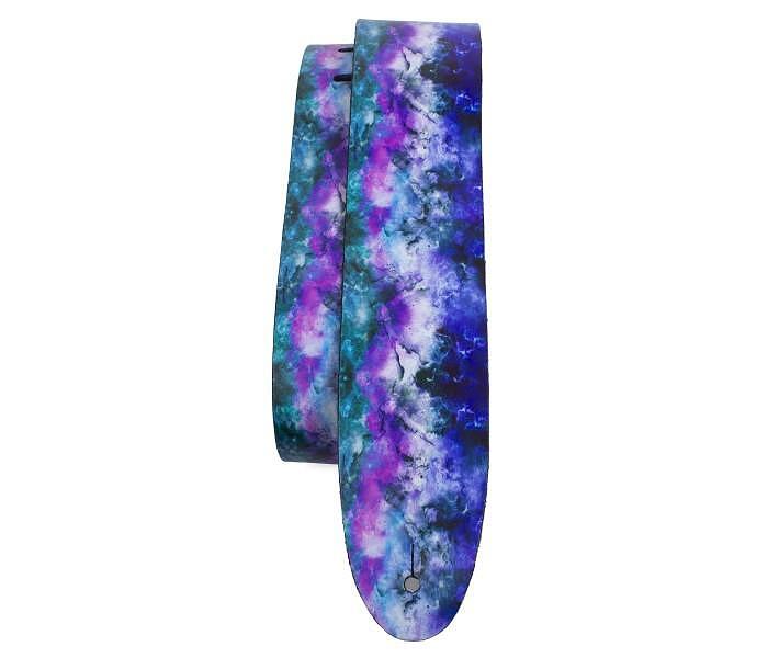 Perri's 2.5" Direct To Leather Printed Guitar Strap, Textured Blue Hues