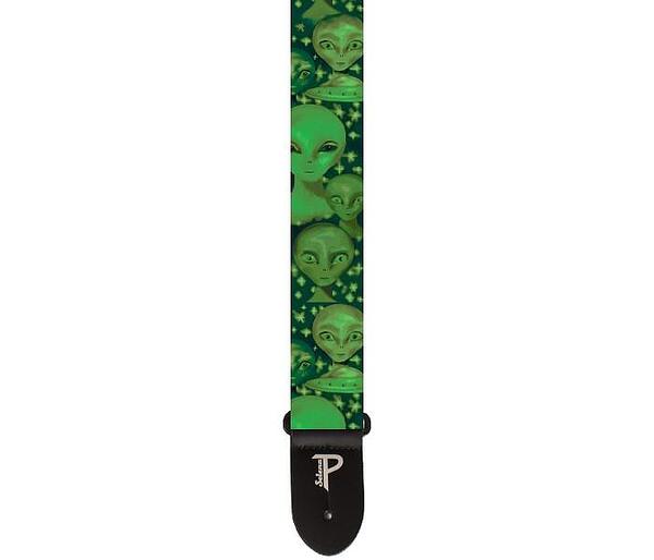 Perri's 2” Polyester Guitar Strap, Green Aliens