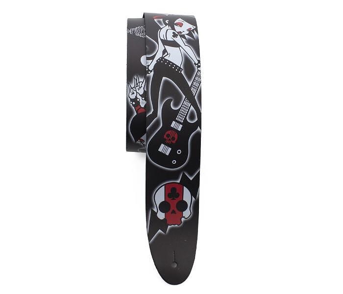 Perri's 2.5" Printed Leather Guitar Strap, David Bollt, Club Girls