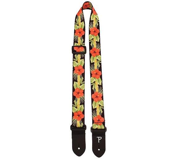 Perri's 1.5" Polyester Ukulele Strap, Orange Luau Floral