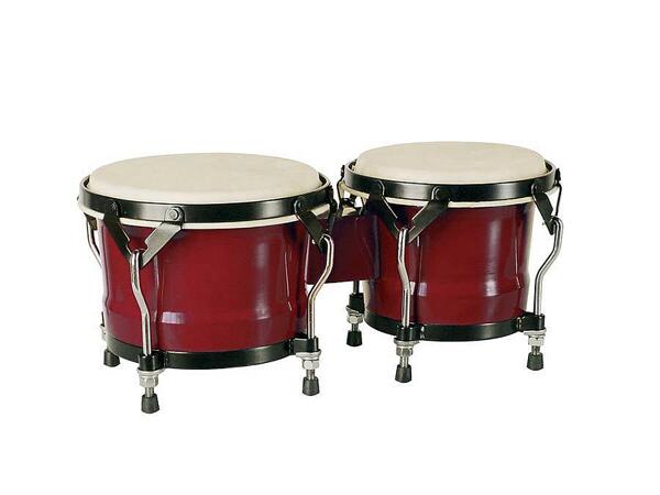 Hayman Bongo, Hardwood, 6,85"+7,95", Rawhide Skins, Black Hardware, Red