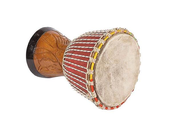 Kangaba Small Djembé Senegal, Teak Wood, Goat Skin Head, approx. 23x40cm