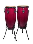 Hayman Conga Set, 10"+11", Hardwood, With Basket Style Stand, Winered