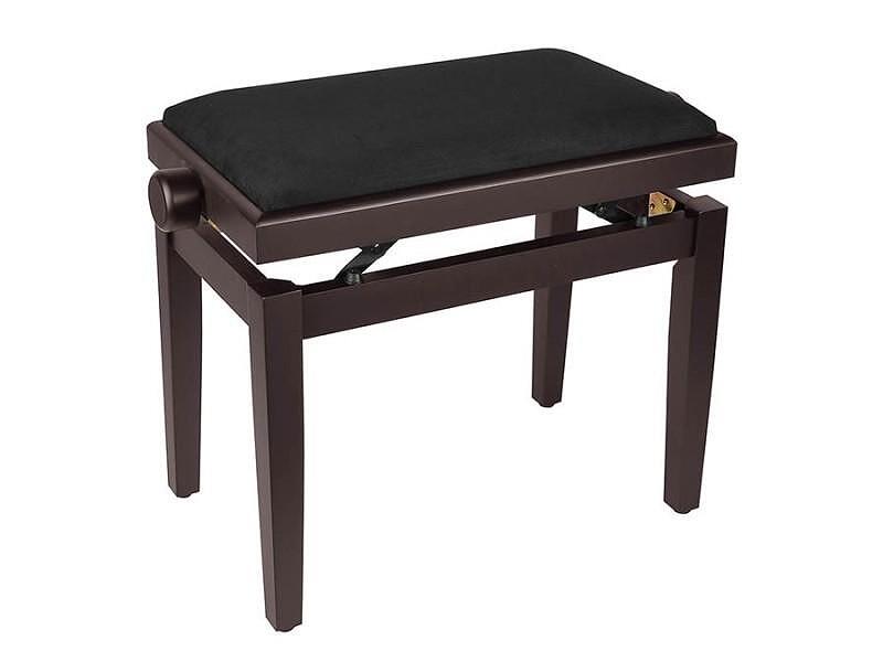 Boston Piano Bench, Adjustable, Satin Rosewood With Black Velvet Seat