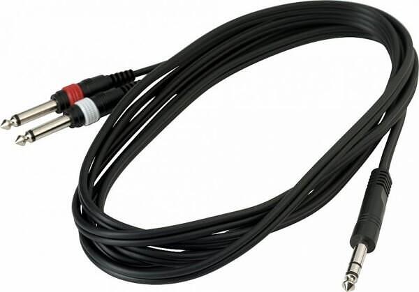 Rockcable Patchcable 3m, 6.3mm Stereo Jack to 2 x 6.3mm Mono Jack