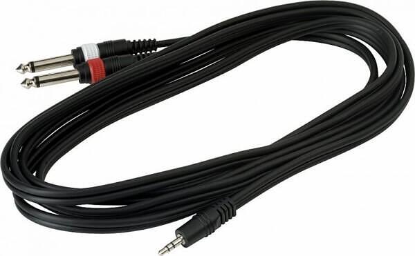 Rockcable Patchcable 3m, 3.5mm Stereo Jack to 2 x 6.3mm Mono Jack