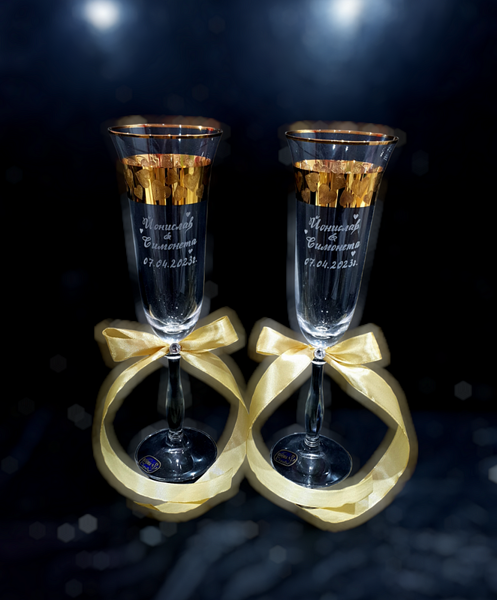 Комплект Ритуални Сватбени чаши Crystalex Love