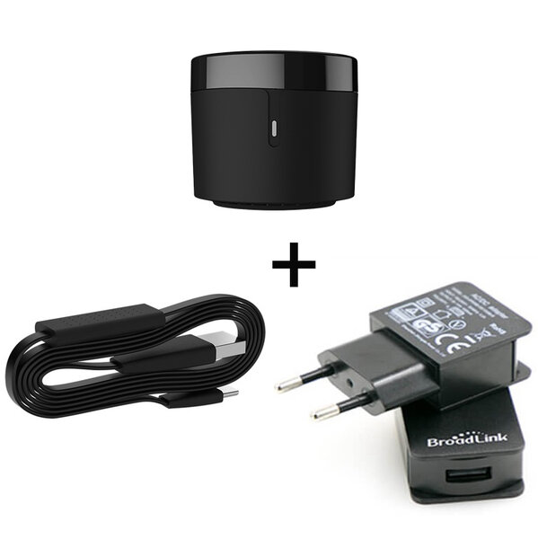 Комплект BroadLink RM4 Mini -Универсално дистанционно + HTS2 Сензорен кабел + Захранване Комплект BroadLink RM4 Mini -Универсално дистанционно + HTS2 Сензорен кабел + Захранване