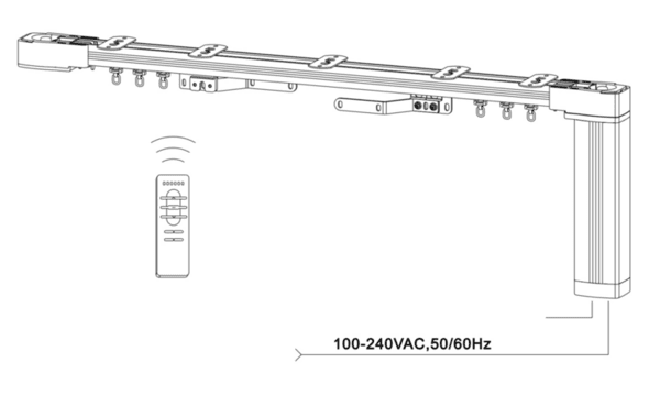Raex MD MP 43 -0.8Nm – Комплект електрически корниз с дистанционно и релса Raex MD MP 43 -0.8Nm – Комплект електрически корниз с дистанционно и релса