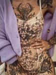 Прозрачно дамско боди Кайла с флорална бродерия в бледорозов цвят