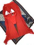 Бански костюм от три части с плажна рокля Вера в червен цвят-Copy