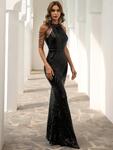 Дълга черна бутикова рокля Ниана със силует русалка