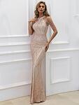 Дълга виненочервена бутикова рокля Ниана със силует русалка-Copy